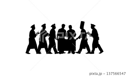 Black Solid Bartenders Shaking Cocktails Set of Six on White Background Black Solid Bartenders Shaking Cocktails Set of Six on White Background 137566547