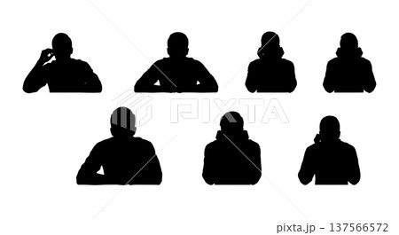 Black Solid Bartenders Resting on Bar Set of Six on White Background Black Solid Bartenders Resting on Bar Set of Six on White Background 137566572