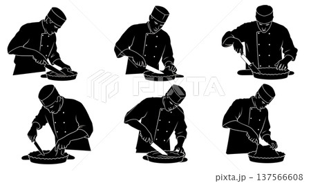 Black Solid Bakers Trimming Pie Edges Set of Six on White Background Black Solid Bakers Trimming Pie Edges Set of Six on White Background 137566608