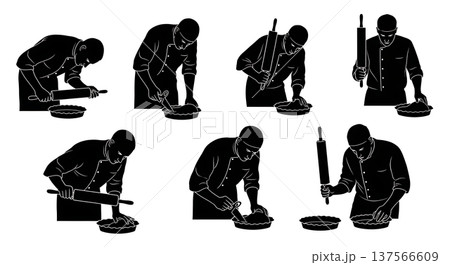 Black Solid Bakers Trimming Pie Edges Set of Six on White Background Black Solid Bakers Trimming Pie Edges Set of Six on White Background 137566609