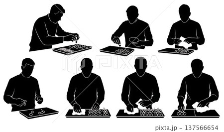 Black Solid Bartenders Organizing Garnish Trays Set of Six on White Background 137566654