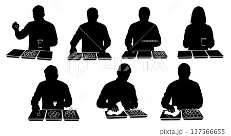 Black Solid Bartenders Organizing Garnish Trays Set of Six on White Background Black Solid Bartenders Organizing Garnish Trays Set of Six on White Background 137566655