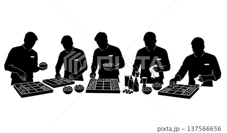Black Solid Bartenders Organizing Garnish Trays Set of Six on White Background 137566656