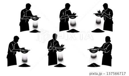 Black Solid Cake Decorators Piping Icing Set of Six on White Background Black Solid Cake Decorators Piping Icing Set of Six on White Background 137566717