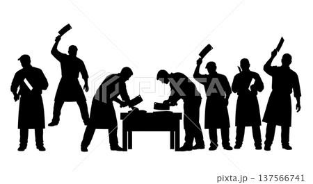 Black Solid Butcher Cleaver Silhouettes Set of Six Black Solid Butcher Cleaver Silhouettes Set of Six 137566741