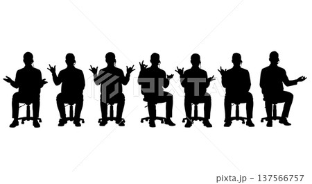 Black Solid Bilingual Support Agents Silhouettes Set of Six Black Solid Bilingual Support Agents Silhouettes Set of Six 137566757