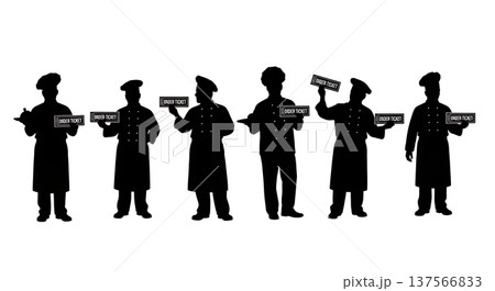 Black Solid Chef Ticket Rail Silhouettes Set of Six 137566833