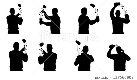 Black Solid Bartenders Rolling Ice Set of Six on White Background 137566908