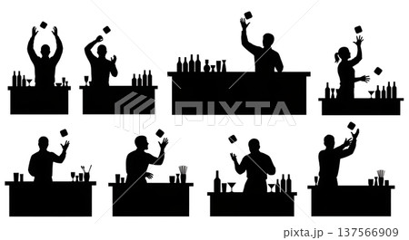 Black Solid Bartenders Tossing Coasters Set of Six on White Background 137566909
