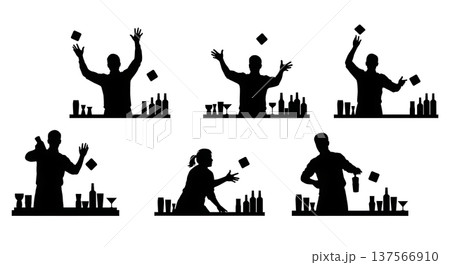 Black Solid Bartenders Tossing Coasters Set of Six on White Background 137566910