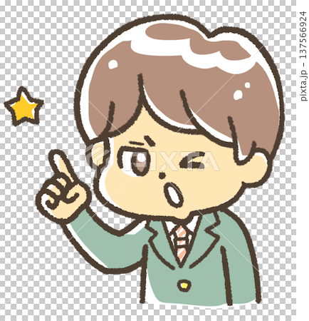 A male student in a blazer holding one finger A male student in a blazer holding one finger 137566924
