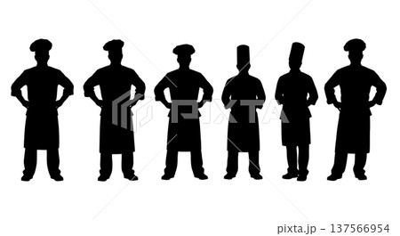 Black Solid Chef Hands On Hips Silhouettes Set of Six Black Solid Chef Hands On Hips Silhouettes Set of Six 137566954