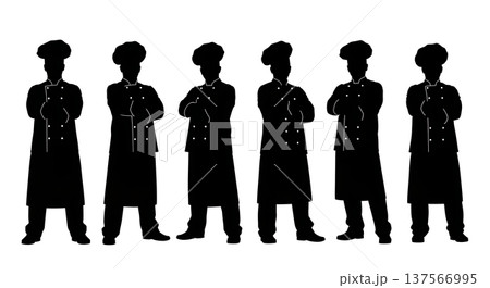 Black Solid Chef Crossed Arms Silhouettes Set of Six Black Solid Chef Crossed Arms Silhouettes Set of Six 137566995