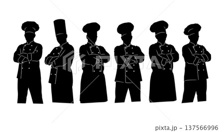 Black Solid Chef Crossed Arms Silhouettes Set of Six Black Solid Chef Crossed Arms Silhouettes Set of Six 137566996
