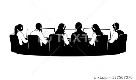 Black Solid Back View Agents Silhouettes Set of Six Black Solid Back View Agents Silhouettes Set of Six 137567070