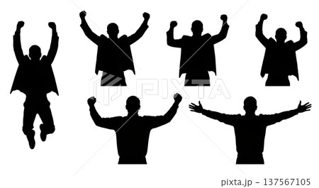 Black Solid Celebrating Sales Agent Silhouettes Set of Six 137567105