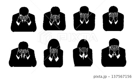 Black Solid Agents Hiding Face Silhouettes Set of Six 137567156