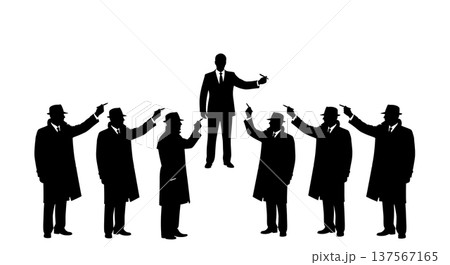 Black Solid Agents Handing Pen Silhouettes Set of Six Black Solid Agents Handing Pen Silhouettes Set of Six 137567165
