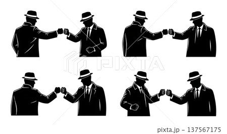 Black Solid Agents Fist Bump Silhouettes Set of Six Black Solid Agents Fist Bump Silhouettes Set of Six 137567175