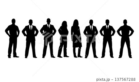 Black Solid Agents Power Pose Silhouettes Set of Six 137567288