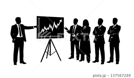 Black Solid Agents Presenting Chart Silhouettes Set of Six 137567289