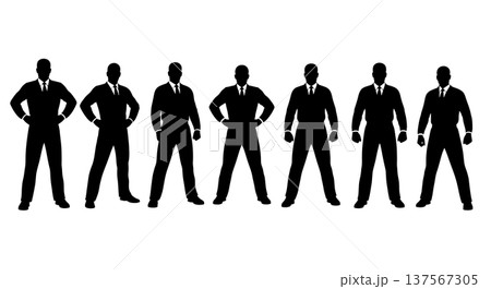 Black Solid Agents Power Pose Silhouettes Set of Six 137567305