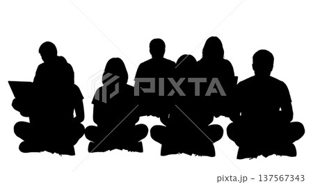 Black Solid Agents Floor Laptop Silhouettes Set of Six 137567343
