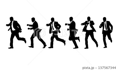 Black Solid Agents Handing Flyer Silhouettes Set of Six 137567344