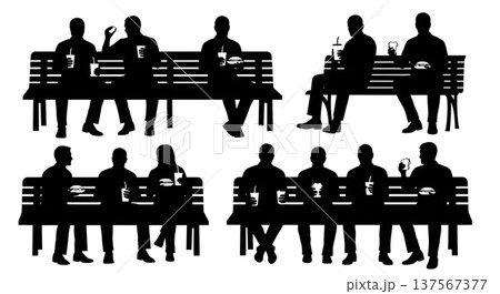 Black Solid Agents Park Bench Silhouettes Set of Six Black Solid Agents Park Bench Silhouettes Set of Six 137567377