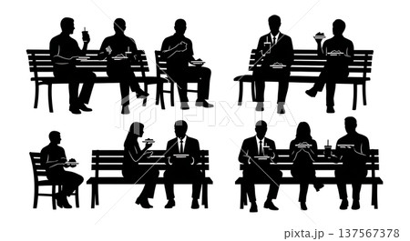 Black Solid Agents Park Bench Silhouettes Set of Six Black Solid Agents Park Bench Silhouettes Set of Six 137567378