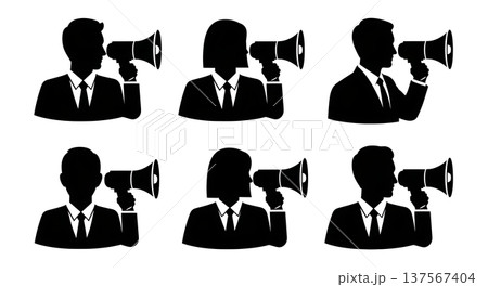 Black Solid Agents Megaphone Ear Silhouettes Set of Six Black Solid Agents Megaphone Ear Silhouettes Set of Six 137567404