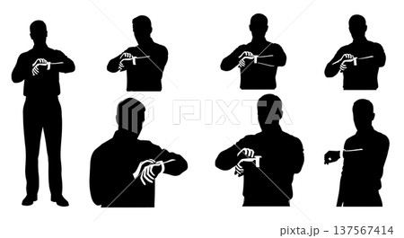 Black Solid Agents Looking Smartwatch Silhouettes Set of Six 137567414