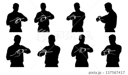 Black Solid Agents Looking Smartwatch Silhouettes Set of Six 137567417