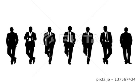 Black Solid Agents Leaning Wall Silhouettes Set of Six Black Solid Agents Leaning Wall Silhouettes Set of Six 137567434
