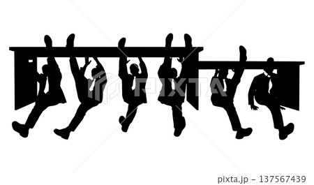 Black Solid Agents Leg Stretch Silhouettes Set of Six 137567439