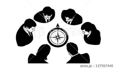 Black Solid Agents Looking Compass Silhouettes Set of Six Black Solid Agents Looking Compass Silhouettes Set of Six 137567440