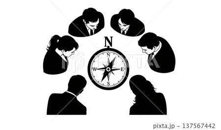 Black Solid Agents Looking Compass Silhouettes Set of Six Black Solid Agents Looking Compass Silhouettes Set of Six 137567442