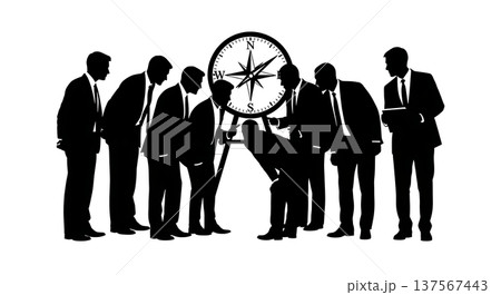 Black Solid Agents Looking Compass Silhouettes Set of Six Black Solid Agents Looking Compass Silhouettes Set of Six 137567443