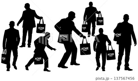 Black Solid Agents Holding Tote Bag Silhouettes Set of Six Black Solid Agents Holding Tote Bag Silhouettes Set of Six 137567456