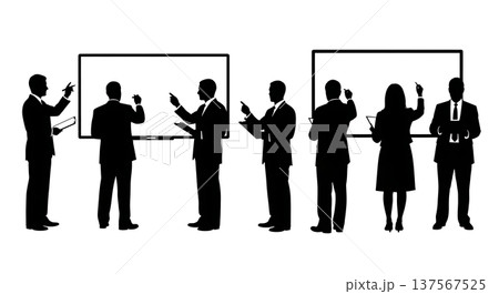 Black Solid Agents Writing Whiteboard Silhouettes Set of Six 137567525