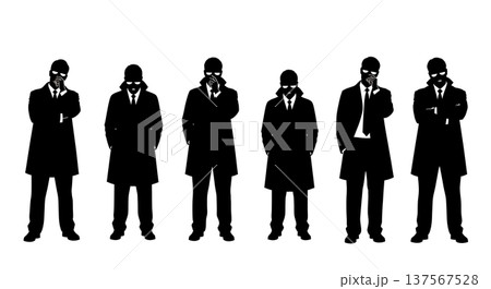 Black Solid Agents Zoned Out Silhouettes Set of Six Black Solid Agents Zoned Out Silhouettes Set of Six 137567528