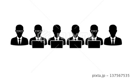 Black Solid Agents With Glasses Silhouettes Set of Six 137567535