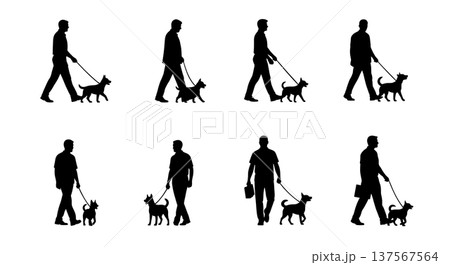 Black Solid Agents Walking Dog Silhouettes Set of Six 137567564