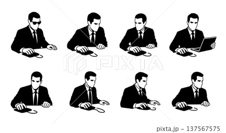 Black Solid Agents Using Mouse Silhouettes Set of Six Black Solid Agents Using Mouse Silhouettes Set of Six 137567575