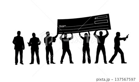 Black Solid Agents Holding Check Silhouettes Set of Six Black Solid Agents Holding Check Silhouettes Set of Six 137567597