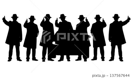 Black Solid Agents Thumbs Up Car Silhouettes Set of Six 137567644