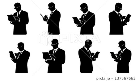 Black Solid Agents Tablet Stylus Silhouettes Set of Six 137567663