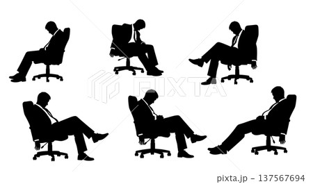 Black Solid Agents Slouching Chair Silhouettes Set of Six Black Solid Agents Slouching Chair Silhouettes Set of Six 137567694