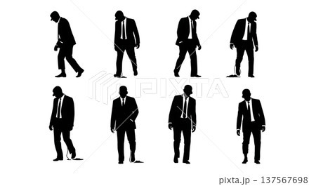 Black Solid Agents Sore Feet Silhouettes Set of Six 137567698