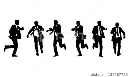 Black Solid Agents Running Late Silhouettes Set of Six Black Solid Agents Running Late Silhouettes Set of Six 137567730